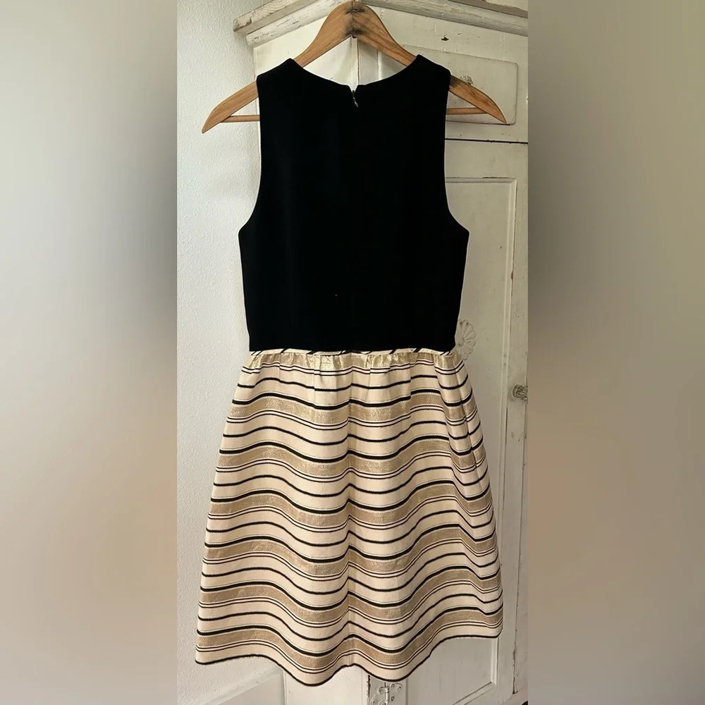 J. Crew | Women’s black/gold metallic striped sleeveless silk blend party dress2